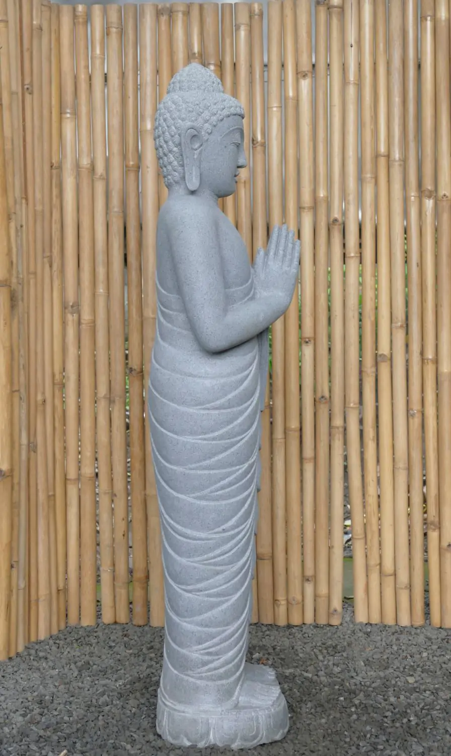 Product image 5 of the product “Standing Buddha made of Riverstone, position Namaskara , H. 149cm. ”